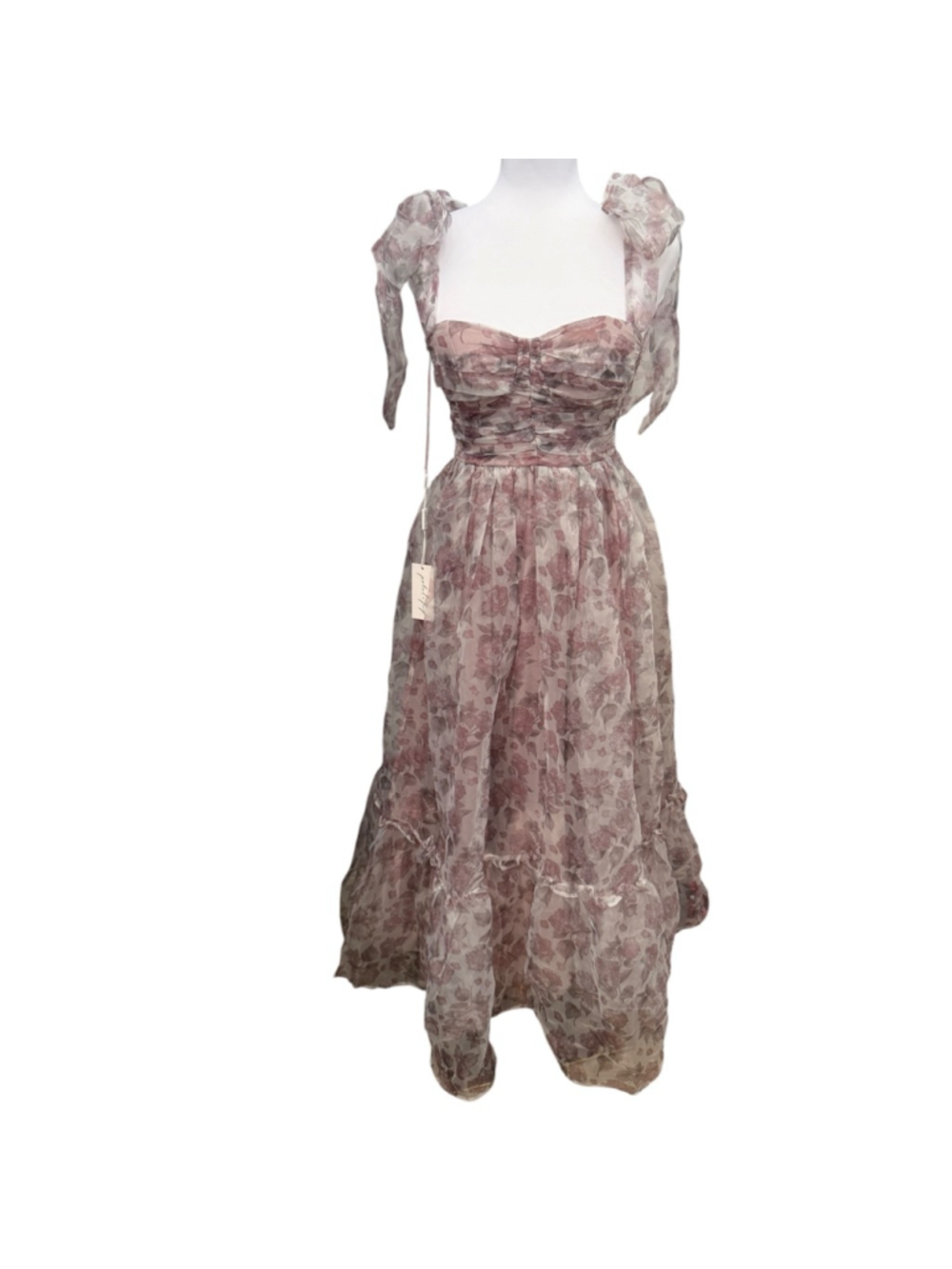 Petal + Pup Floret Midi Dress Floral Pink Purple Tie Shoulder Size S NWT - Picture 2 of 9